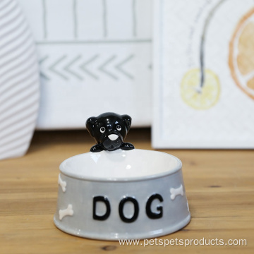 Custom Logo Printed Ceramic Pet Feeder Dog Bowl